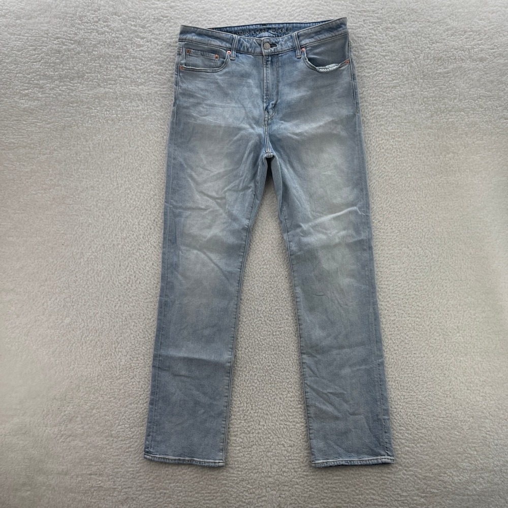 American Eagle Jeans Mens 33x34 Blue Original Bootcut Light Wash Denim Grunge